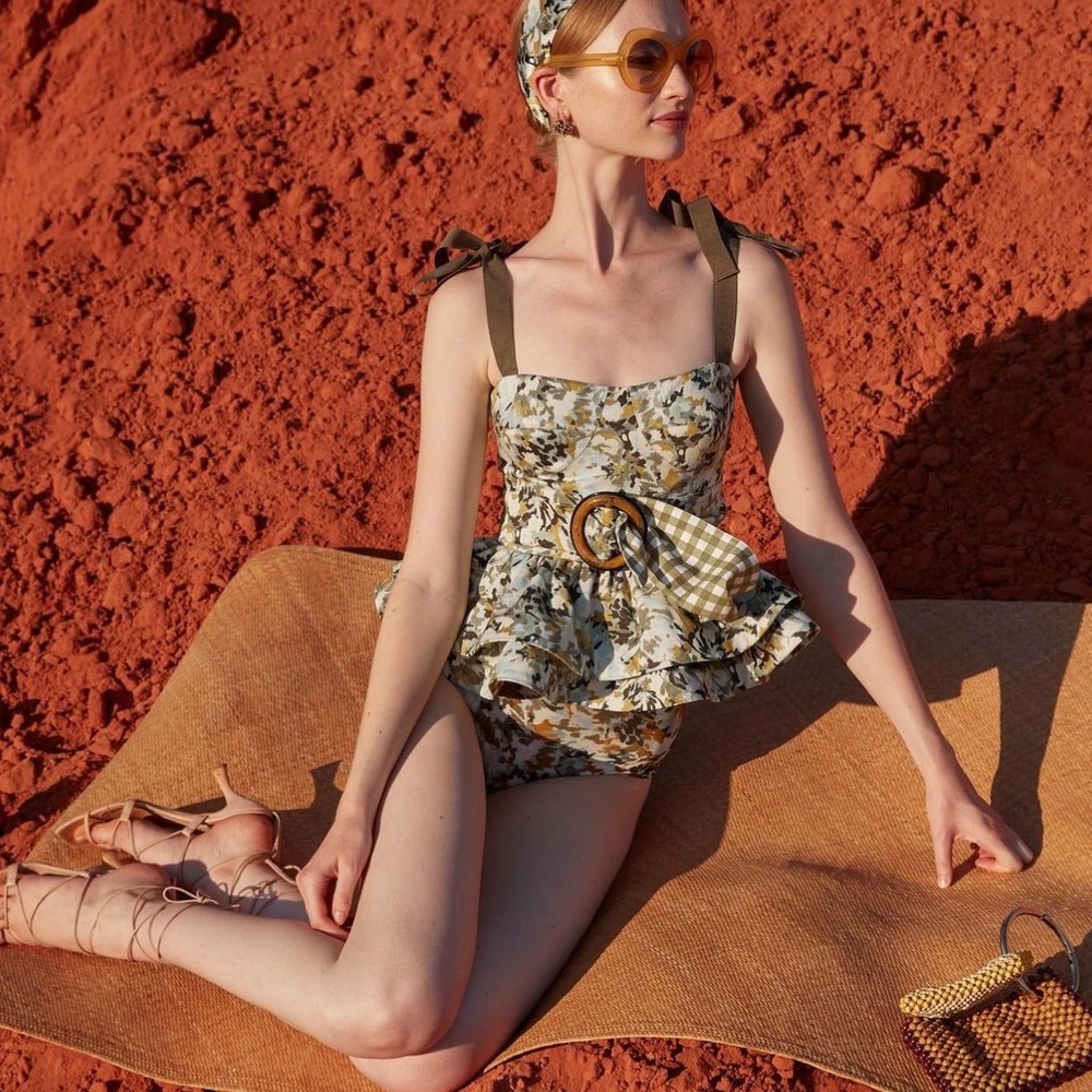 Silvia Tcherassi Junquillo floral peplum TOP